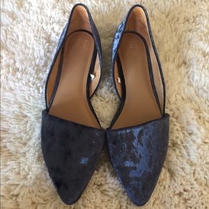 Blue Velvet Flats